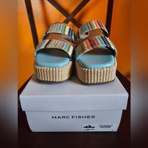 Marc Fisher Women's Pelma Double Band Platform Sandals Size 10M NIB